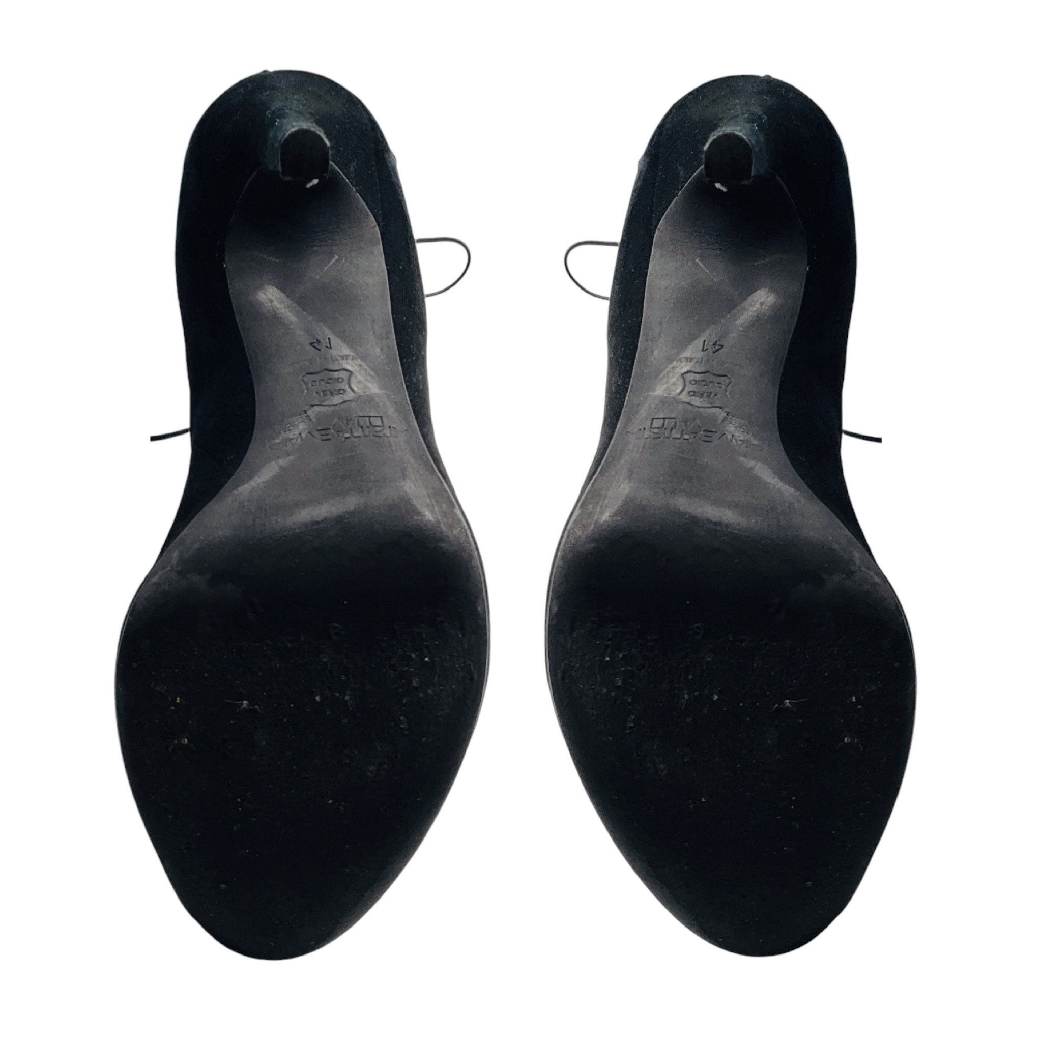 Giambattista Valli Black Suede Open Toe Lace Up Tall Boots