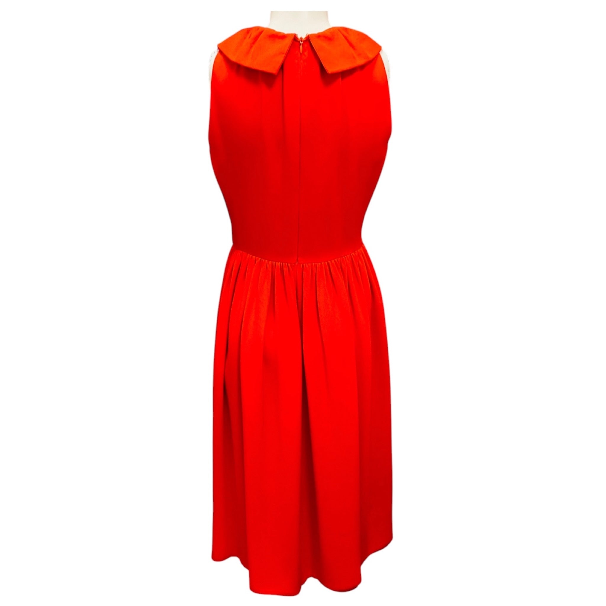 Giambattista Valli Bright Orange Collared Sleeveless Silk Dress