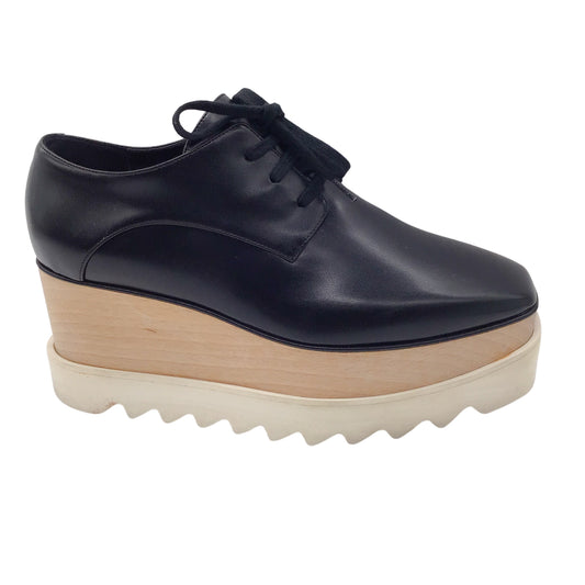 Stella McCartney Black / White Elyse Leather Platform Sneakers