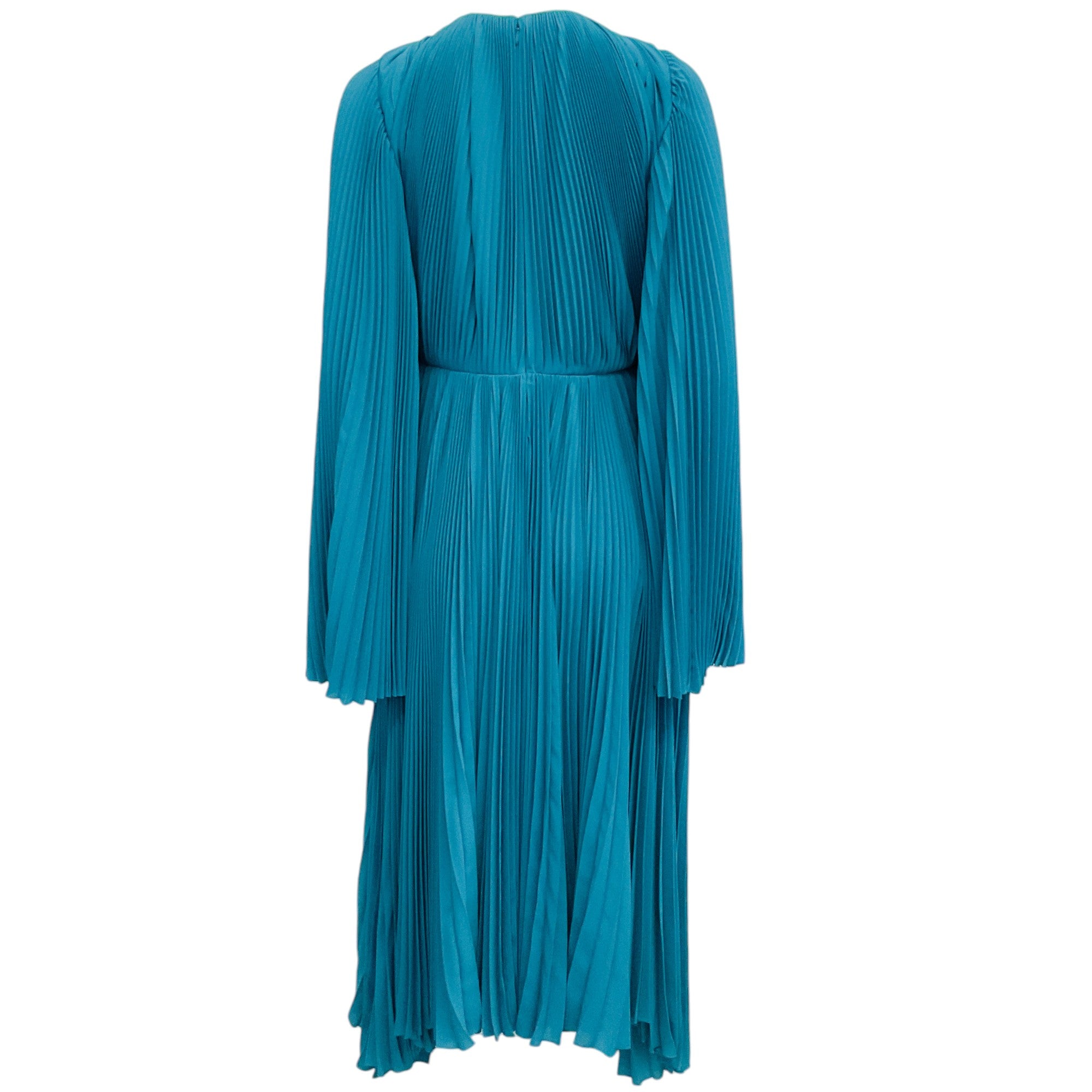 Balenciaga Turquoise Long Pleated Twist Dress