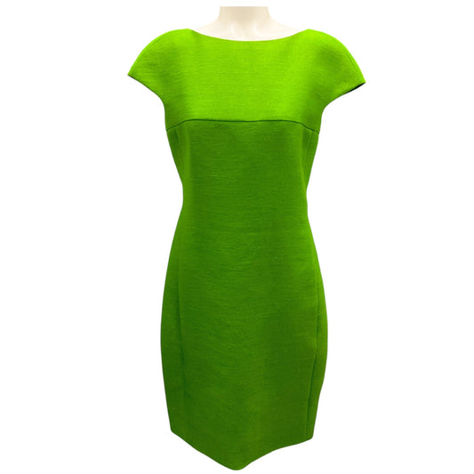 Akris Green Cap Sleeved Silk Shantung Dress