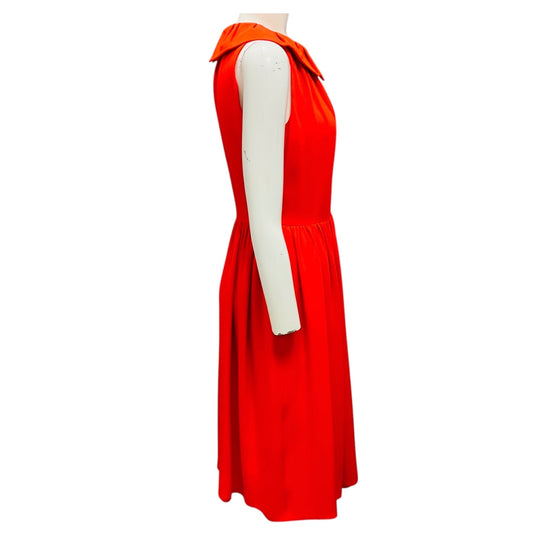 Giambattista Valli Bright Orange Collared Sleeveless Silk Dress
