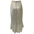 Load image into Gallery viewer, alice + olivia Silver Sequined Trumpet Midi Skirt
