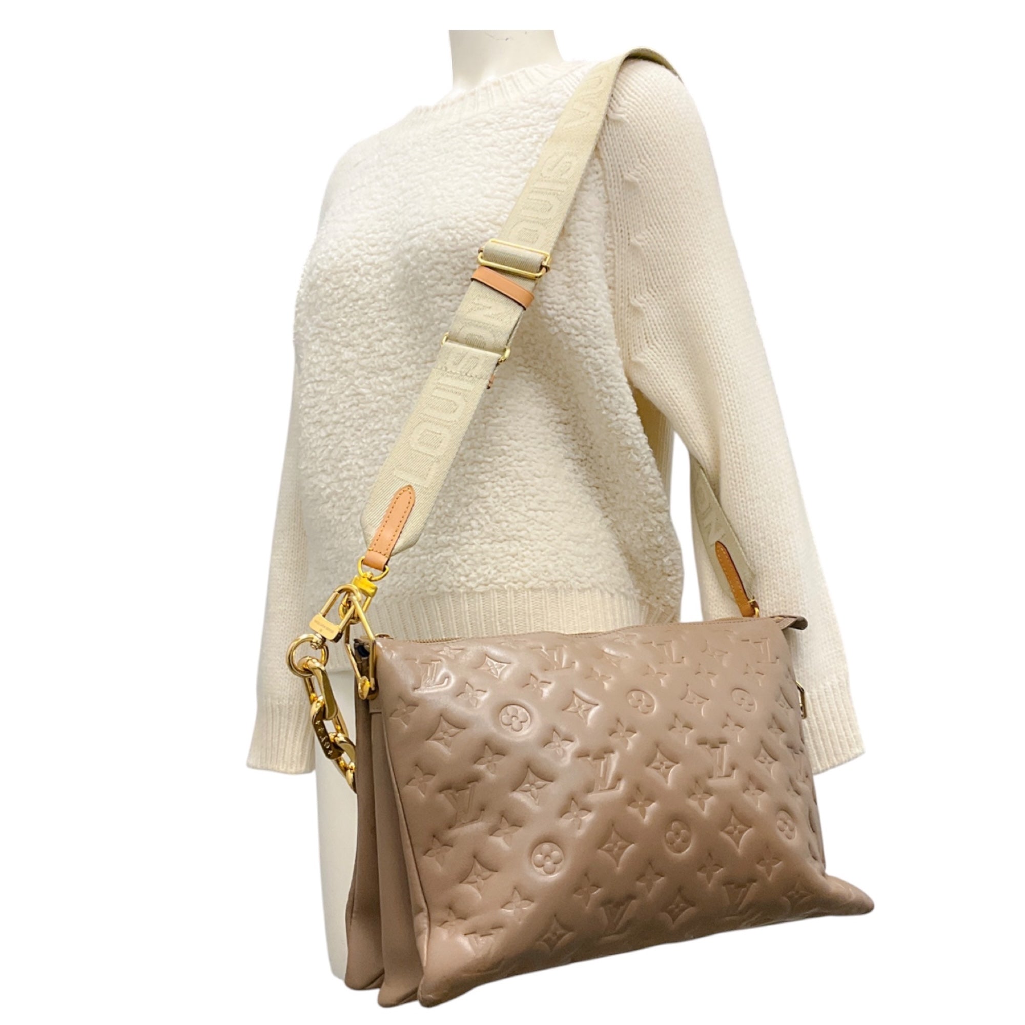 Louis Vuitton Taupe Monogram Embossed Leather Coussin Handbag