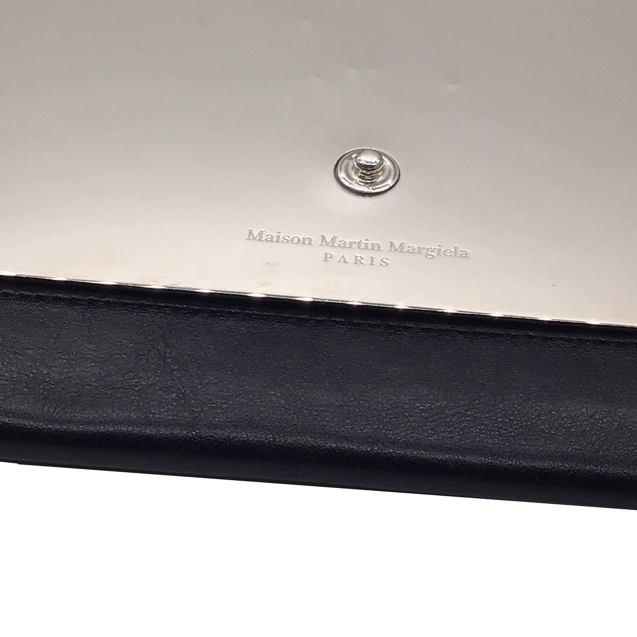 Maison Martin Margiela Black / Silver Mirrored Detail Leather Wallet