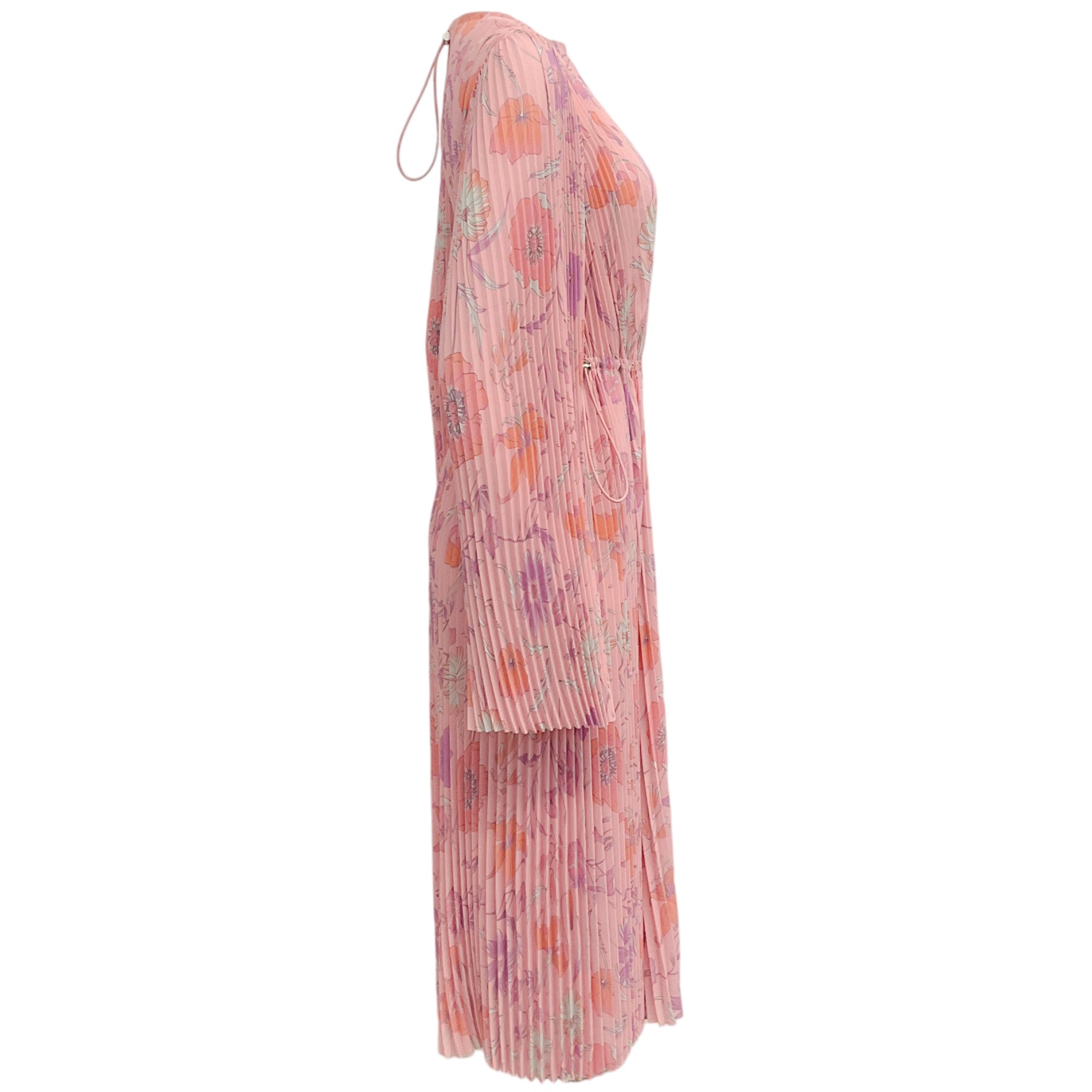 Balenciaga Pink Print Pleated Midi Dress
