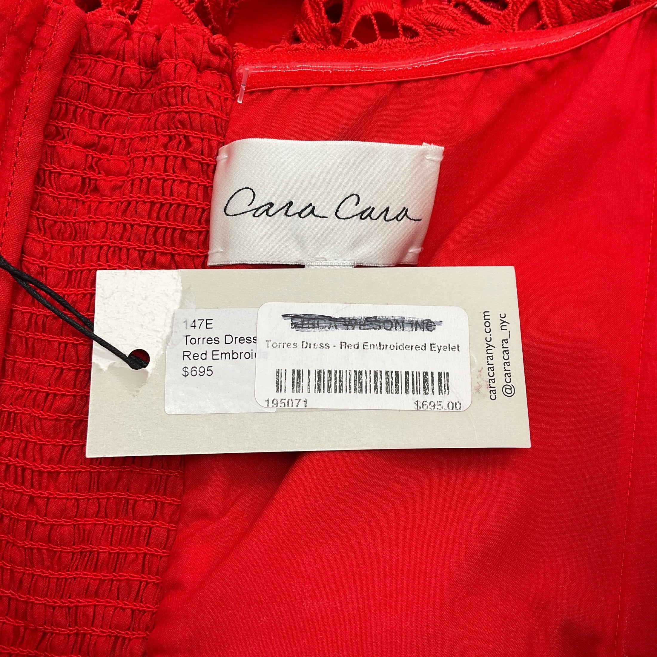 Cara Cara Red Embroidered Eyelet Strapless Torres Dress