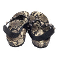 Load image into Gallery viewer, Pedro Garcia Beige / Black Spiked T-Strap Flat Snakeskin Leather Sandals
