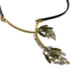 Load image into Gallery viewer, Marni Green Strass and Leather Necklace
