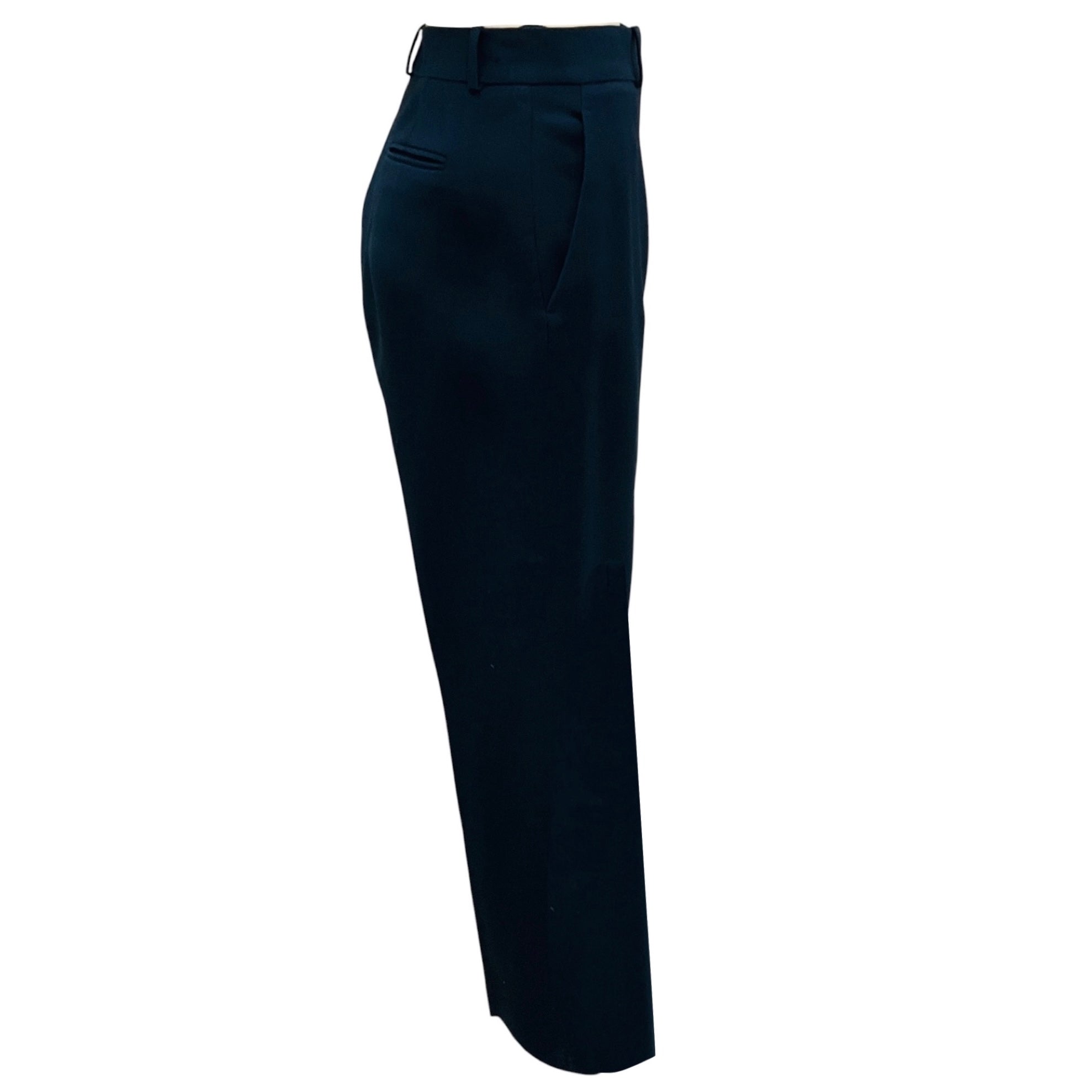 Loro Piana Navy Blue Silk and Wool Trousers