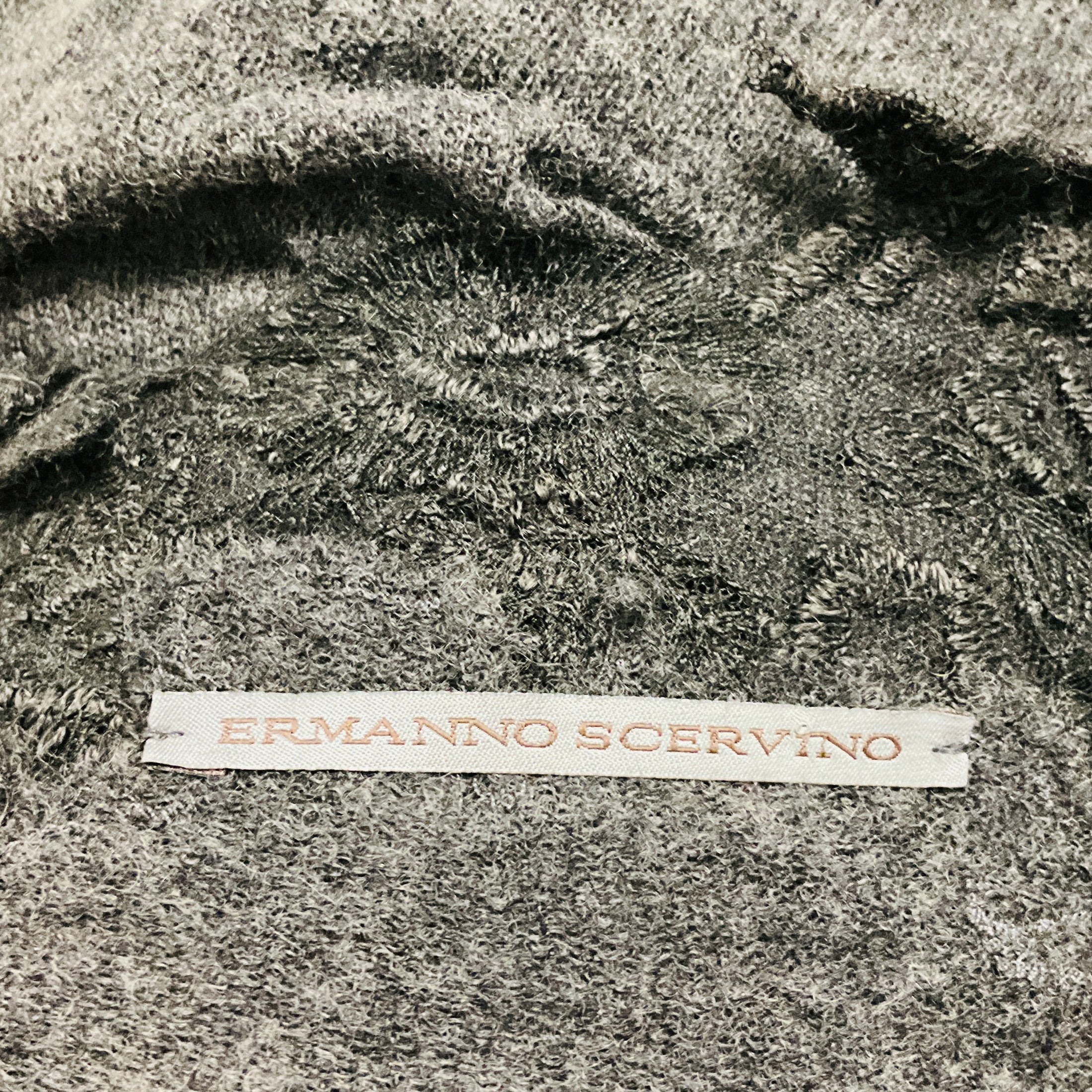 Ermanno Scervino Charcoal Grey Lace Trimmed Knit Sweater