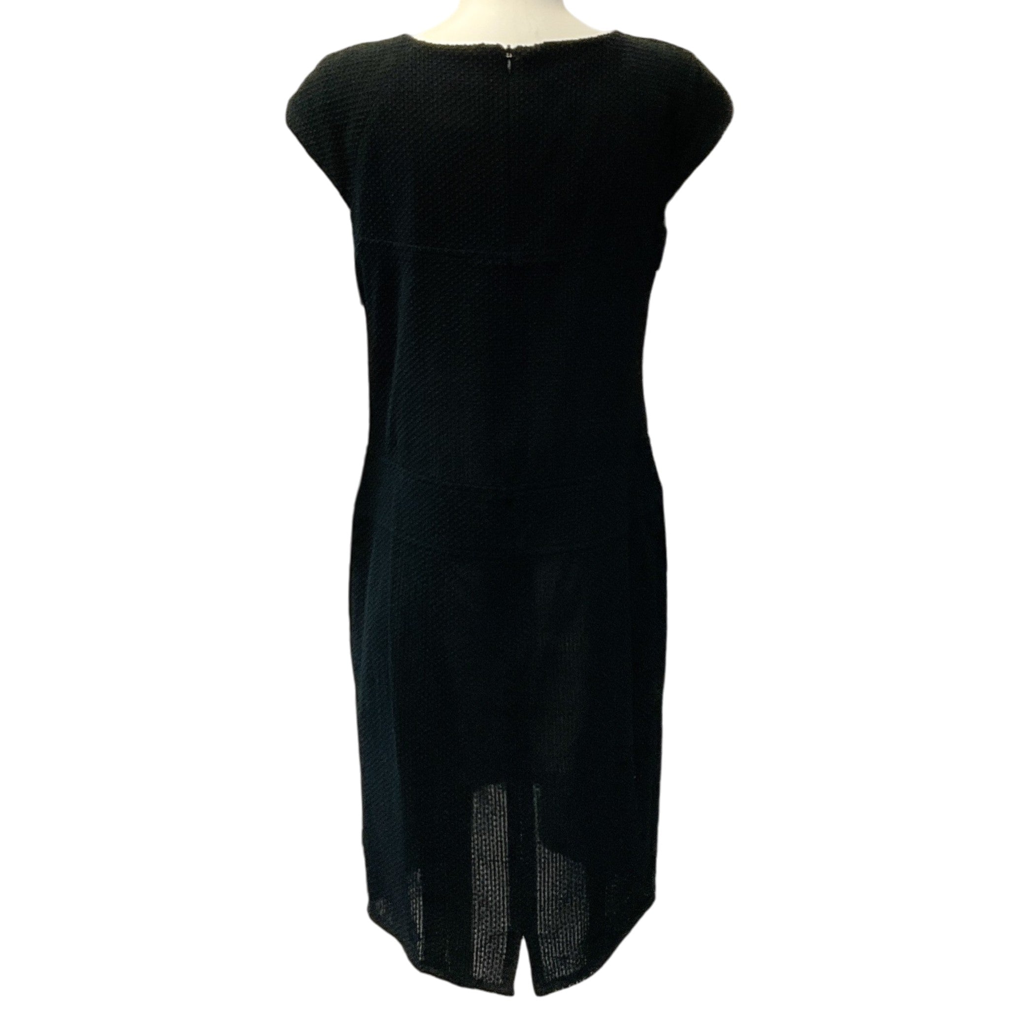 Chanel Black Cotton Textured Cap Sleeve Dress