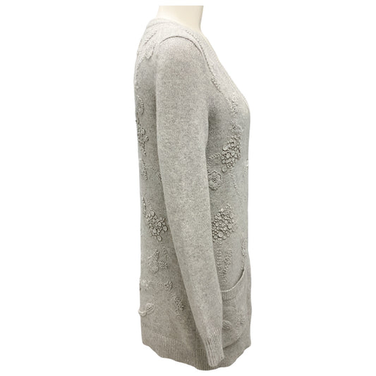 Michael Kors Grey Pearl Melange Cashmere Knit Cardigan Sweater