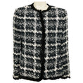 Load image into Gallery viewer, Oscar de la Renta Black / White / Charcoal Grey Tweed Jacket with Mink Fur Trim
