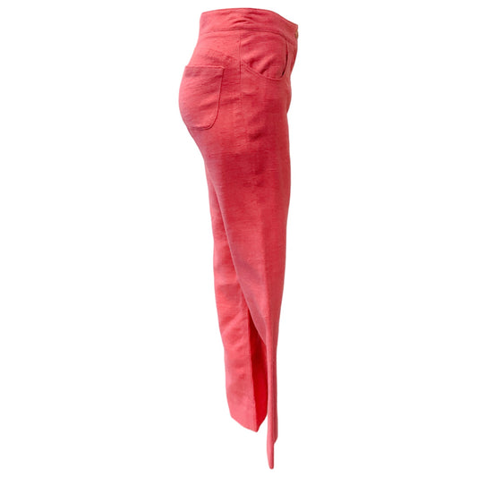 Chanel Coral Silk Low Rise Pants