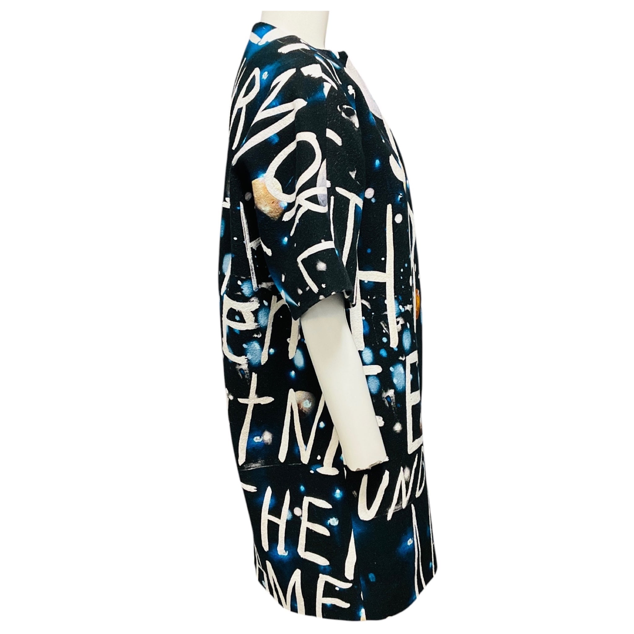 Libertine Black / White / Blue Space Writing Opera Coat