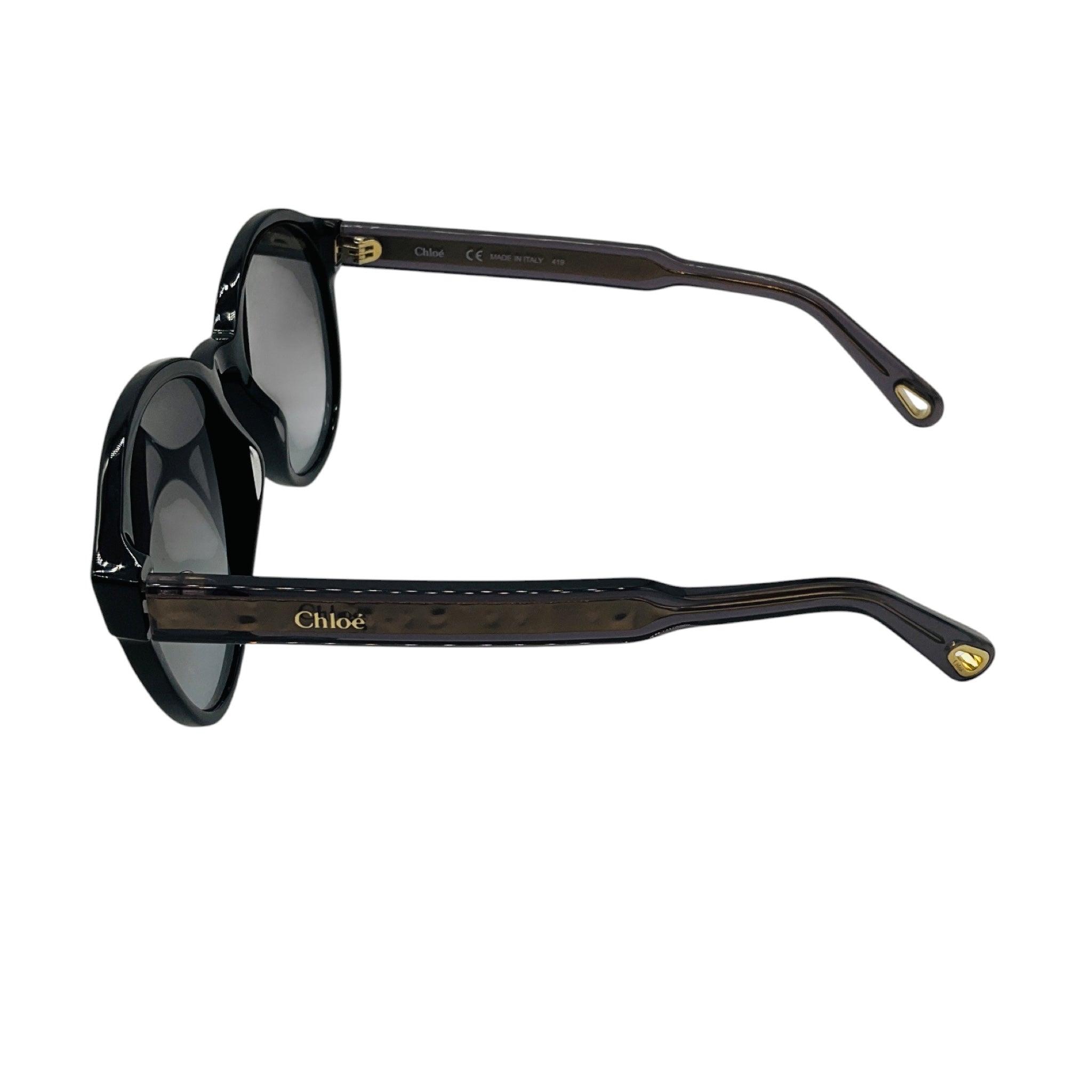 Chloe Black Round Plastic Sunglasses