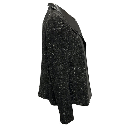 Akris Punto Black / Cashew Tweed and Faux Leather Jacket