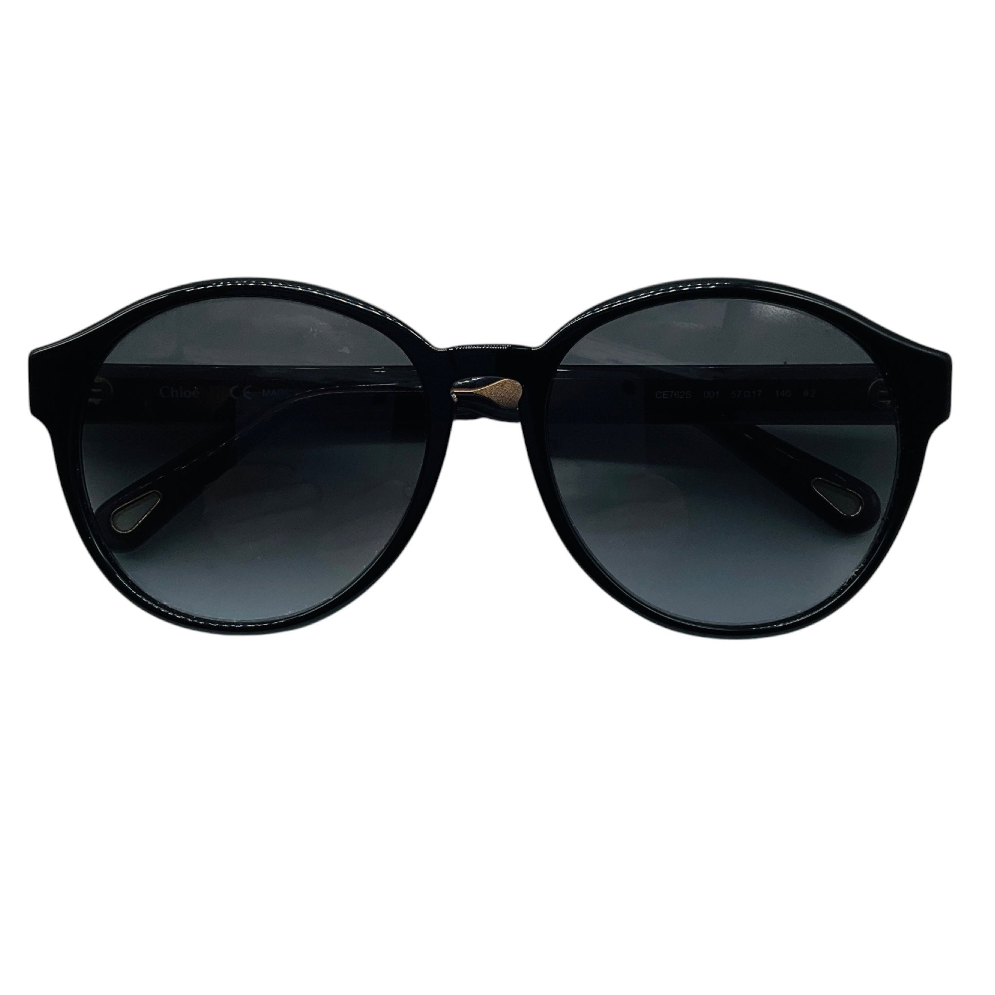 Chloe Black Round Plastic Sunglasses