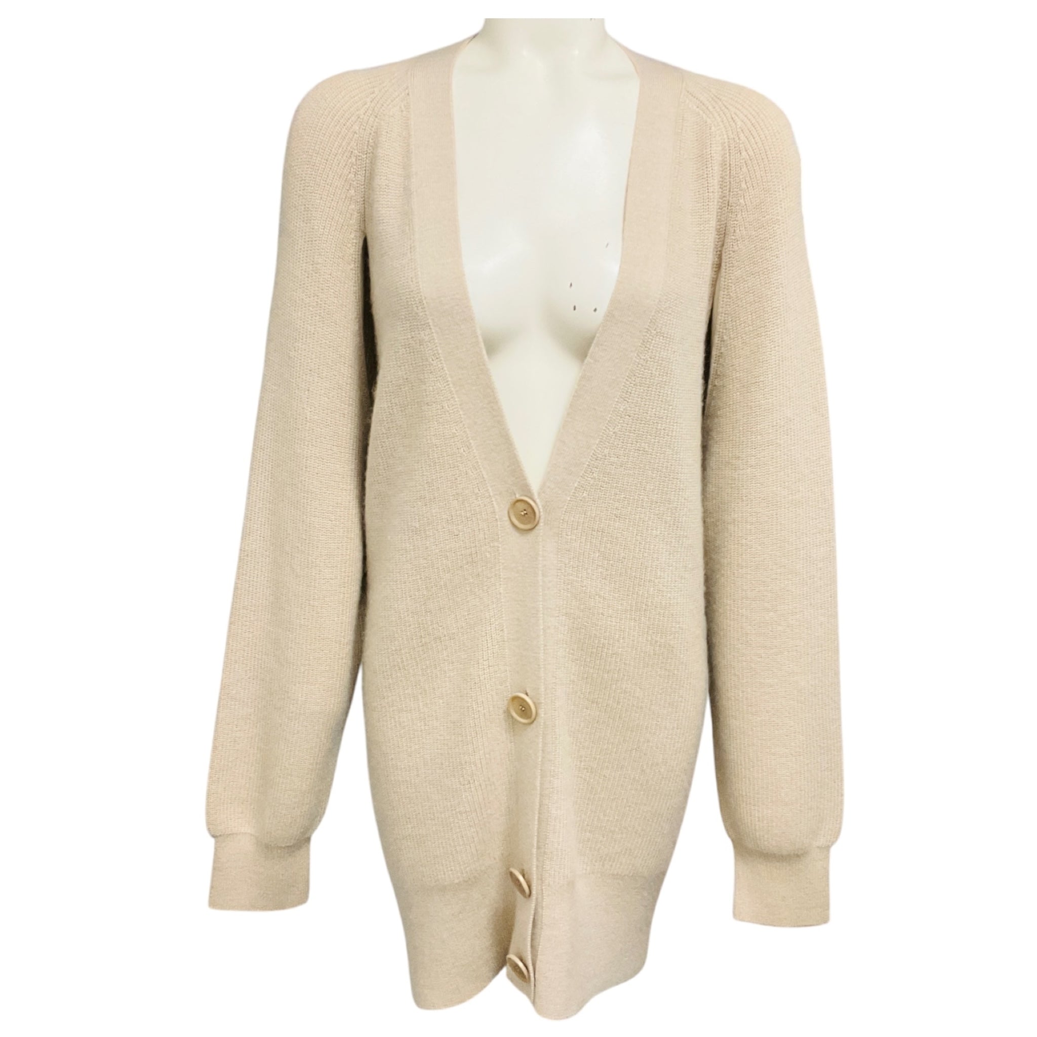 Akris Punto Beige Cashmere and Wool Knit Cardigan Sweater