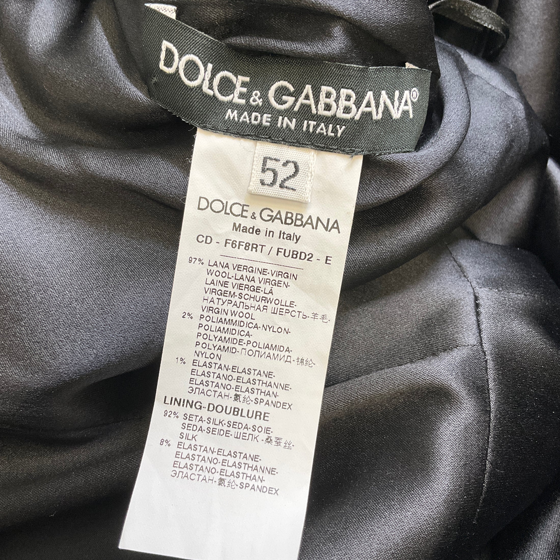 Dolce & Gabbana Black V-Back Wool Crepe Midi Dress