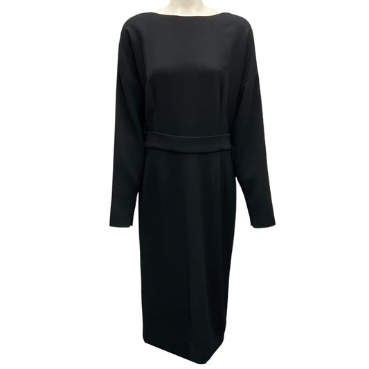 Dolce & Gabbana Black V-Back Wool Crepe Midi Dress