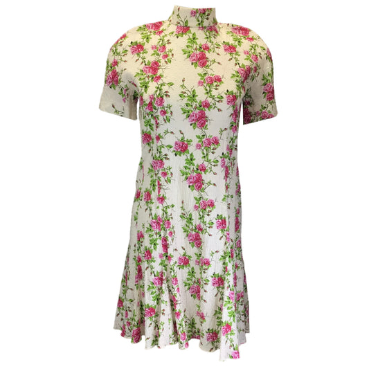 Emilia Wickstead Ivory Multi Floral Printed Short Sleeved Cotton Dress