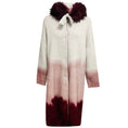 Load image into Gallery viewer, Suprema Light Grey / Burgundy Wool and Cashmere Knit Long Cardigan Sweater with Fur Collar
