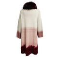 Load image into Gallery viewer, Suprema Light Grey / Burgundy Wool and Cashmere Knit Long Cardigan Sweater with Fur Collar
