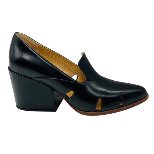 Gabriela Hearst Black Leather Pointed Toe Block Heel Loafer Pumps / Shoes
