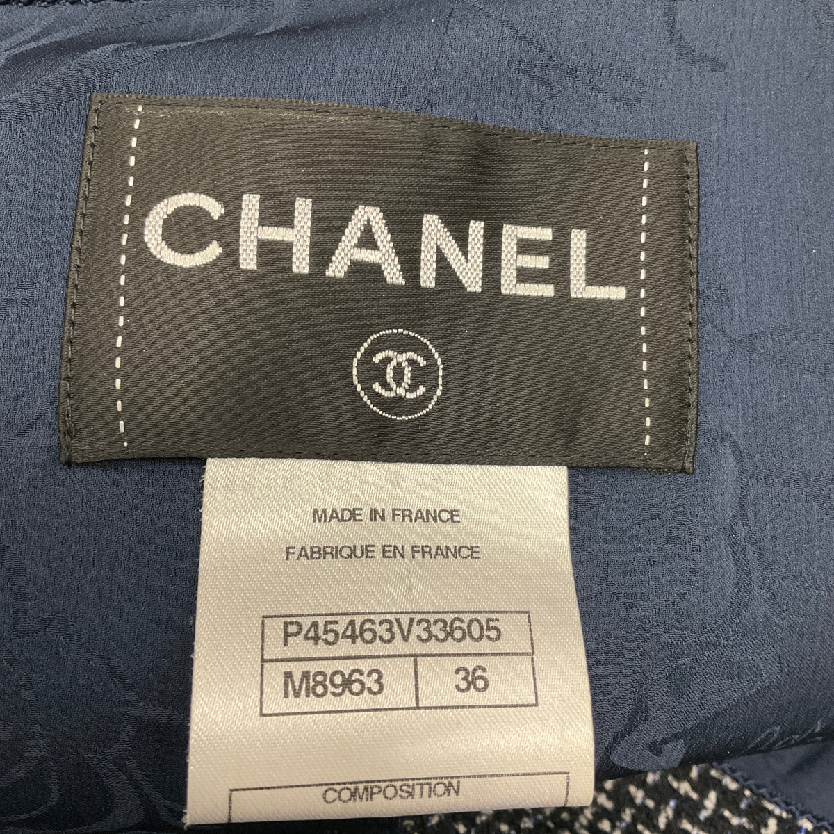Chanel Black / White / Blue Zip Front Wool Tweed Jacket
