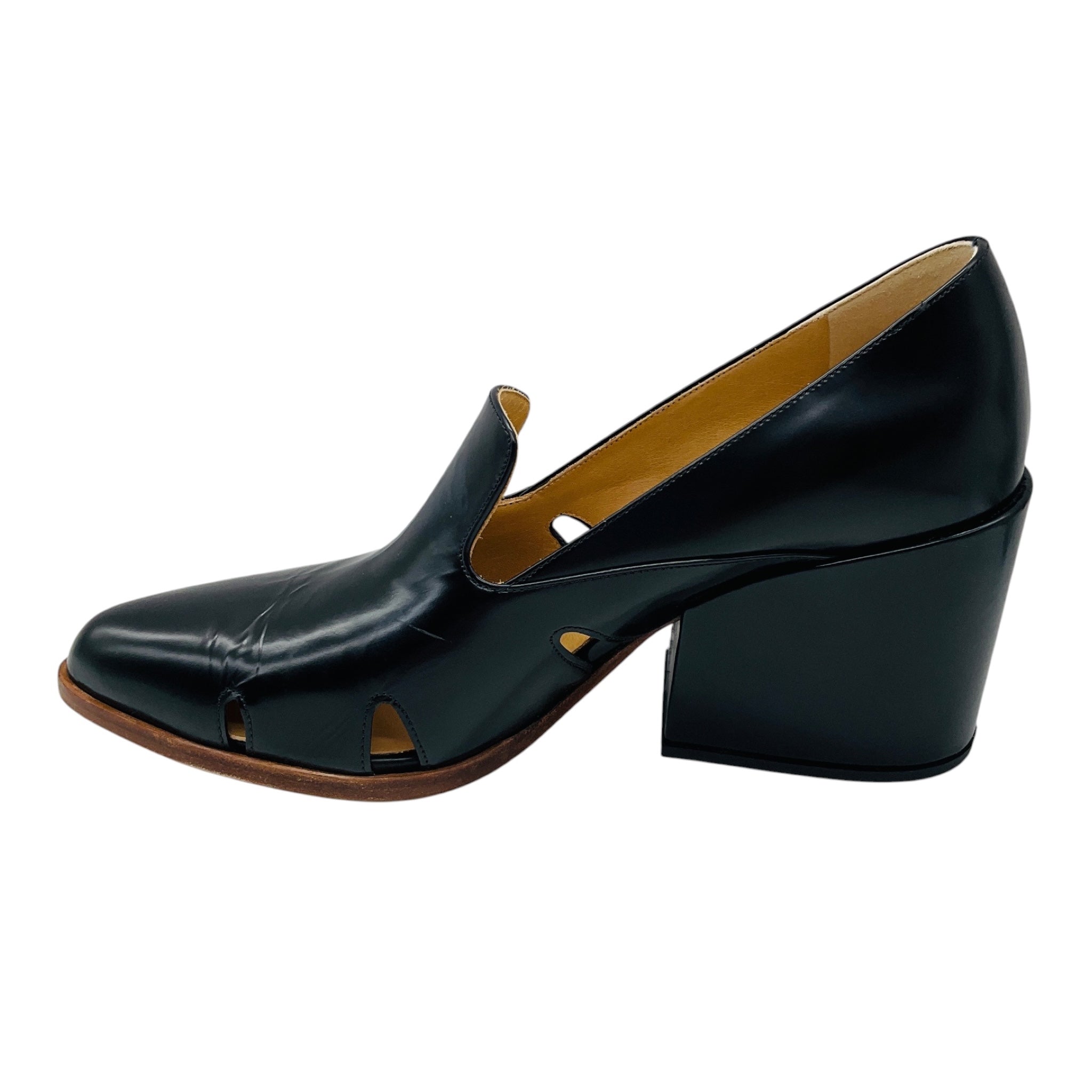 Gabriela Hearst Black Leather Pointed Toe Block Heel Loafer Pumps / Shoes