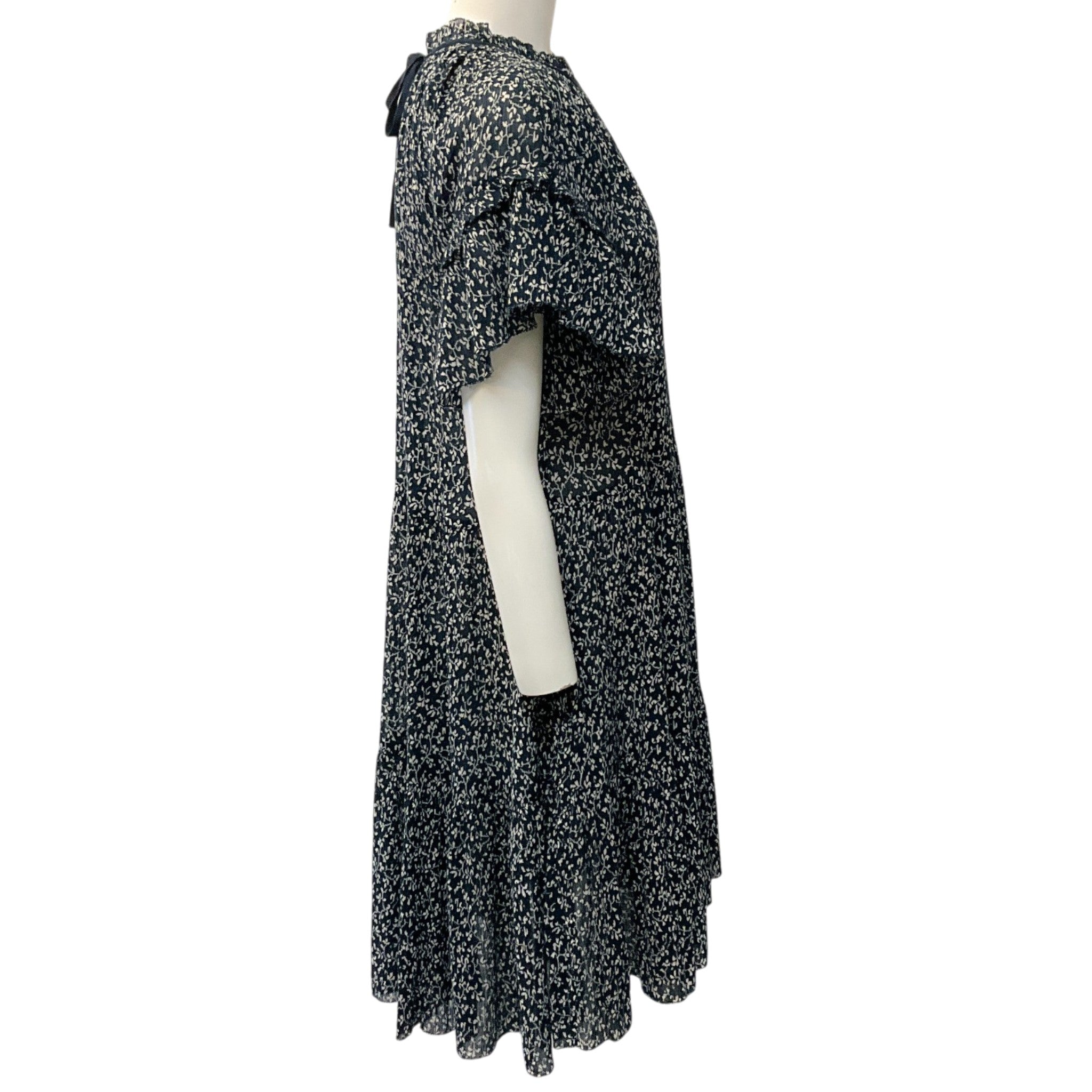 Ulla Johnson Midnight Blue Cotton Doris Flutter Sleeve Dress