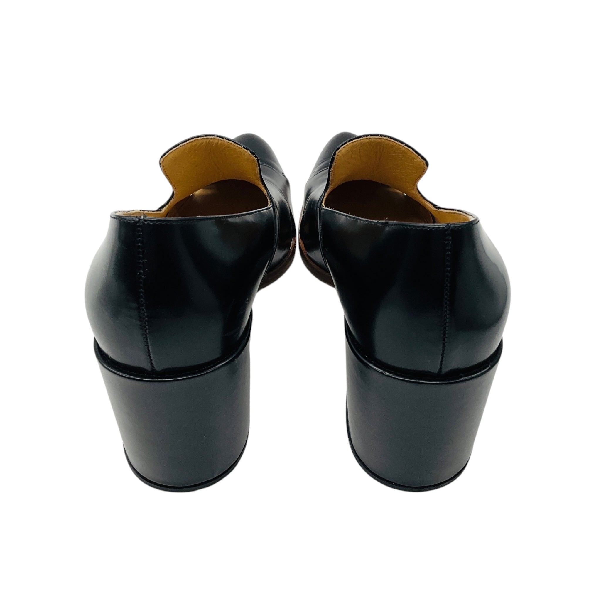 Gabriela Hearst Black Leather Pointed Toe Block Heel Loafer Pumps / Shoes