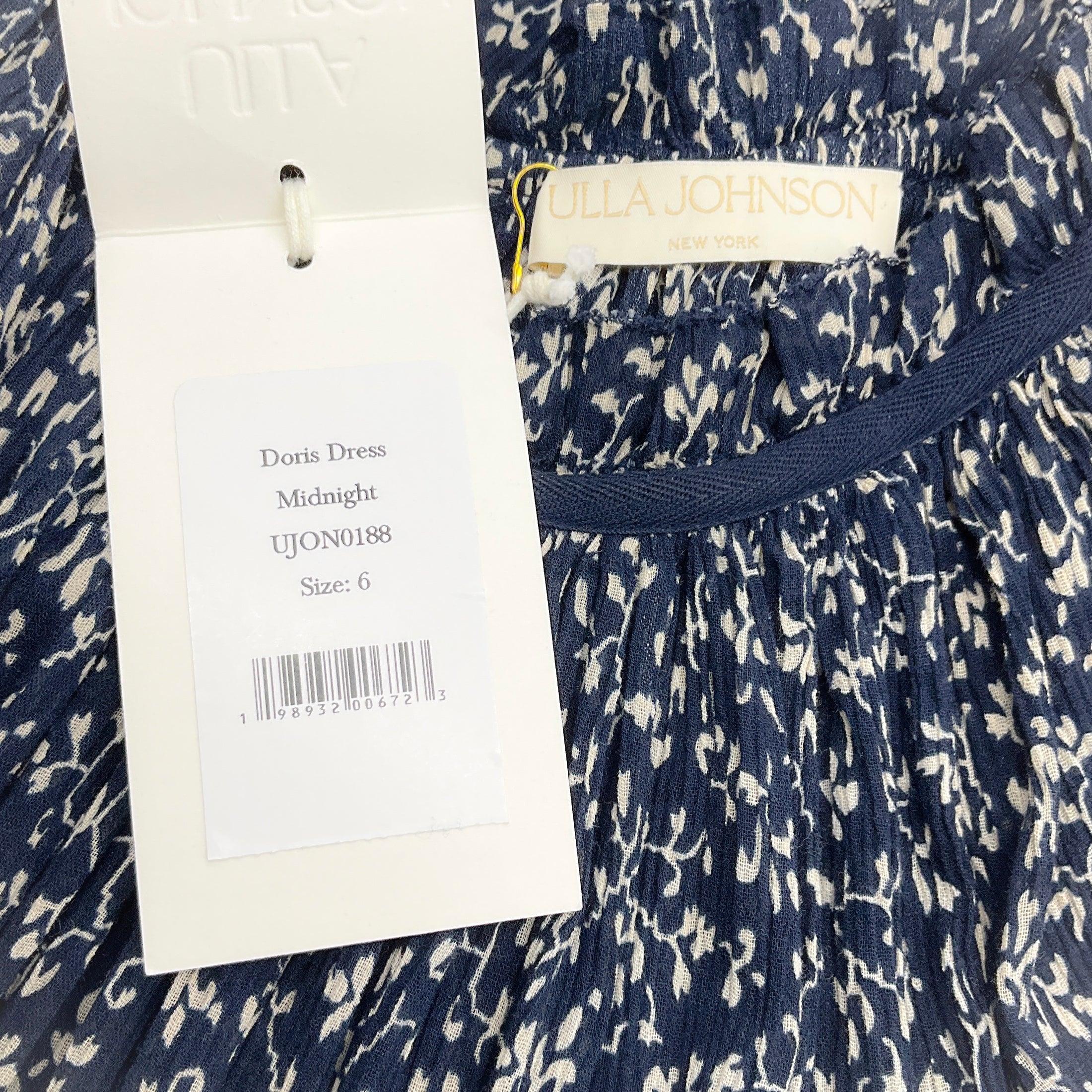 Ulla Johnson Midnight Blue Cotton Doris Flutter Sleeve Dress