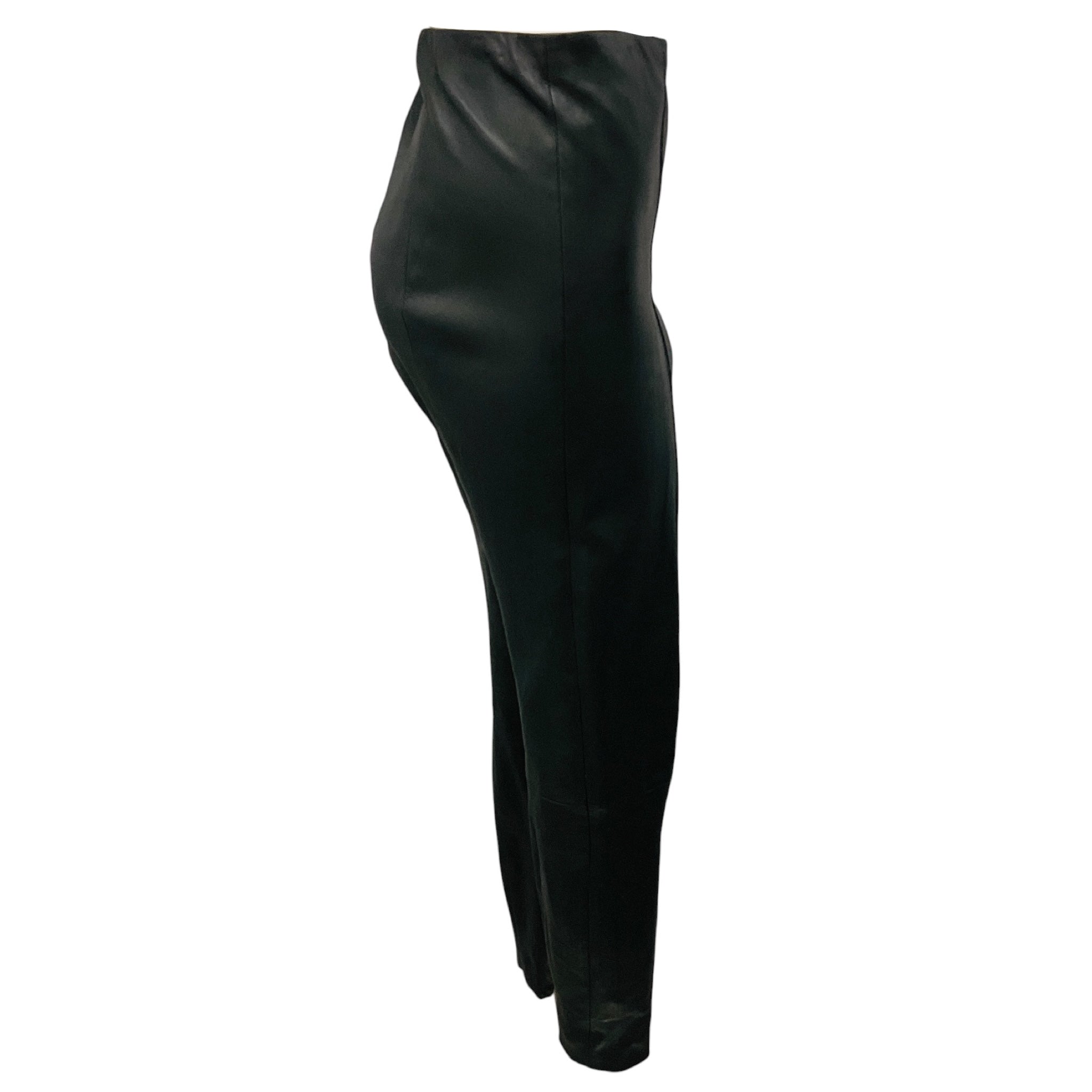 The Row Dark Grey Stretch Lambskin Leather Skinny Pants