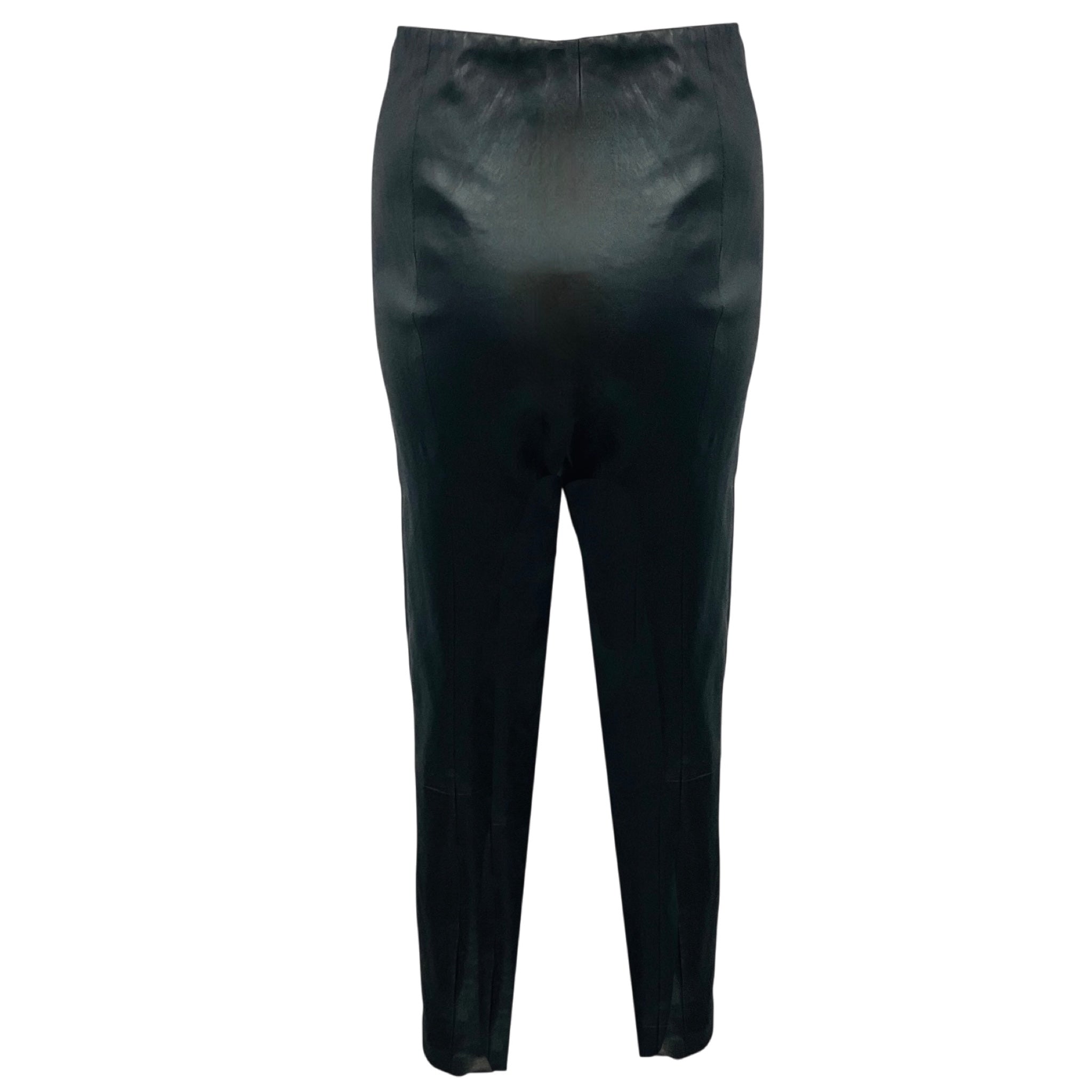 The Row Dark Grey Stretch Lambskin Leather Skinny Pants