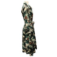 Load image into Gallery viewer, Samantha Sung Green Multi Leaf Print Cotton Midi Dress with Belt
