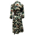 Load image into Gallery viewer, Samantha Sung Green Multi Leaf Print Cotton Midi Dress with Belt
