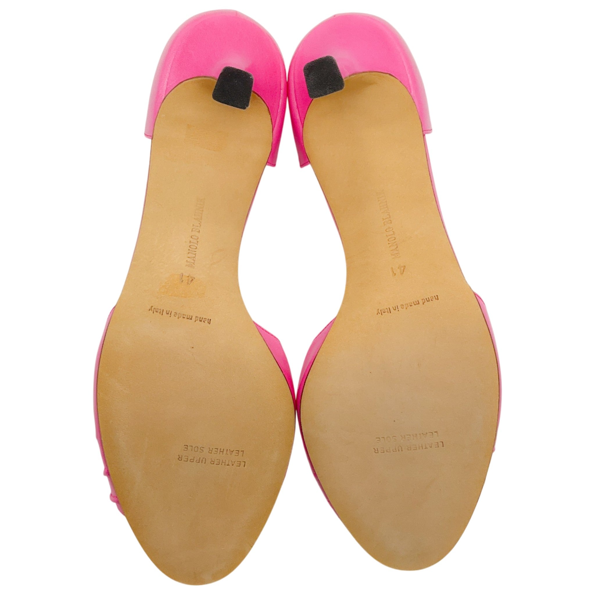 Manolo Blahnik Pink Leather D'Orsay Peep Toe Pumps