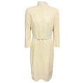 Load image into Gallery viewer, Akris Ivory Long Sleeved Zip Front Wool Crepe Midi Dress with Genuine Leather Belt
