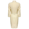 Load image into Gallery viewer, Akris Ivory Long Sleeved Zip Front Wool Crepe Midi Dress with Genuine Leather Belt
