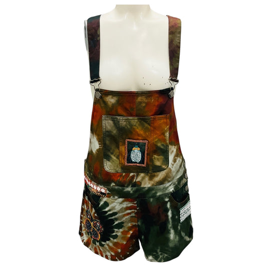 Valentino Olive Green Multi Bead Embellished Embroidered Mini Romper / Jumpsuit / Overalls