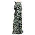 Load image into Gallery viewer, Jason Wu Black / Blue / Green / Silver Metallic Printed Lurex Detail Silk Maxi Dress
