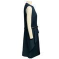 Load image into Gallery viewer, Christian Dior Teal Ruffled Sleeveless Crepe Fitted Midi Dress with Belt
