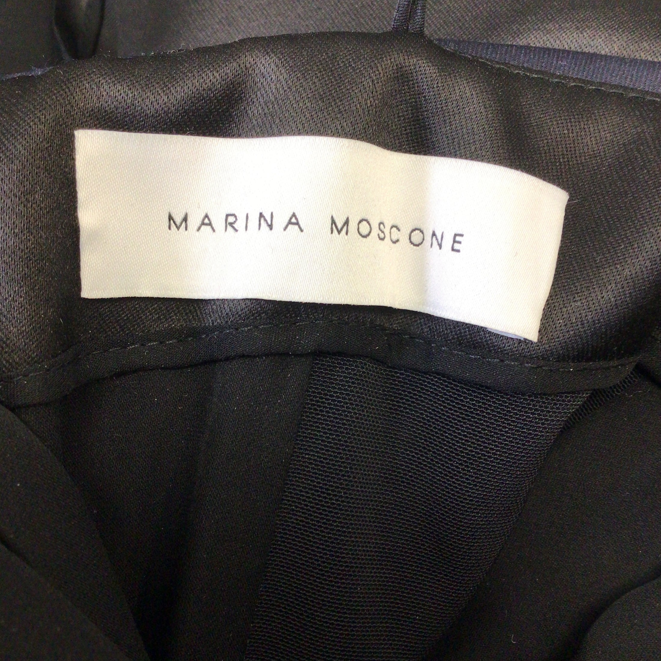 Marina Moscone Navy Blue / Black Strapless Wool and Silk Top