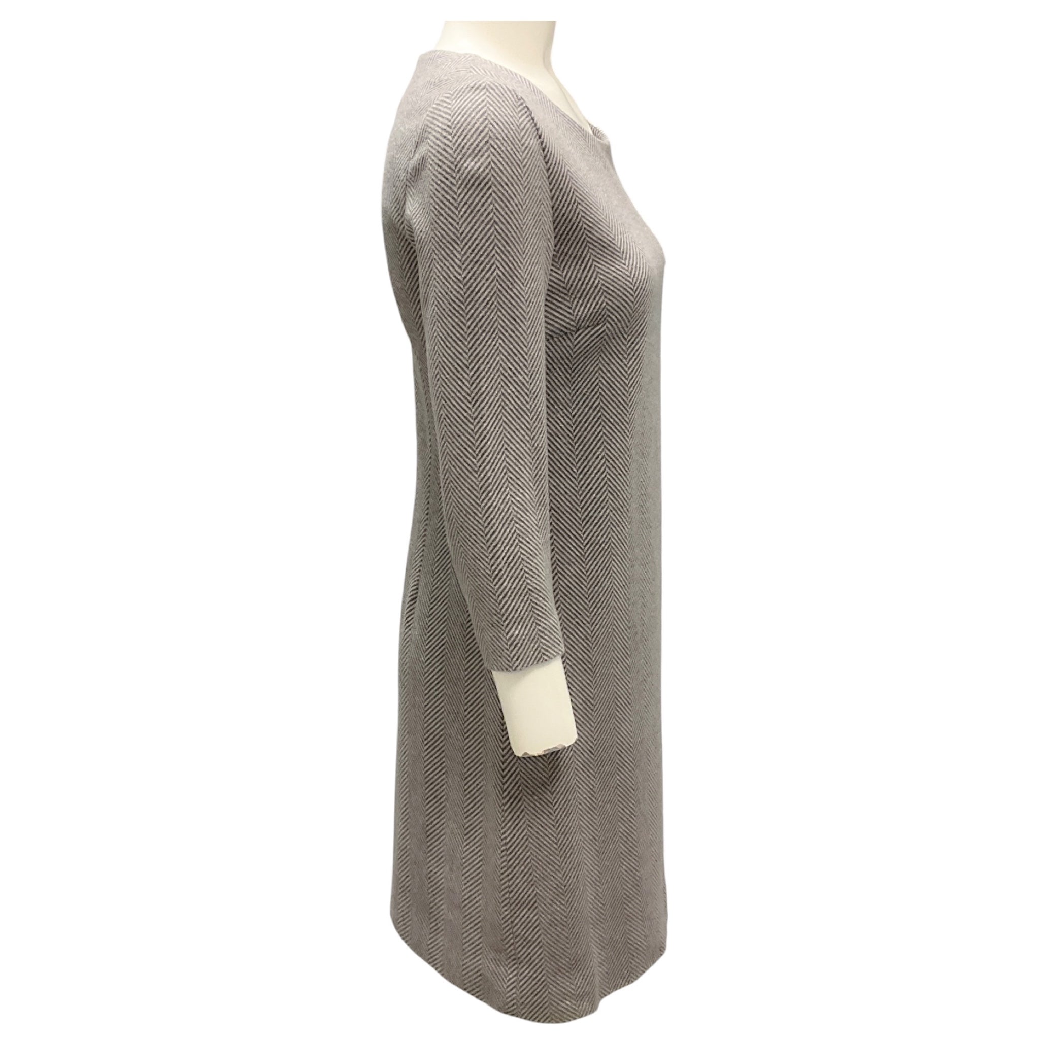 Peserico Grey / Ivory Herringbone Tweed Dress