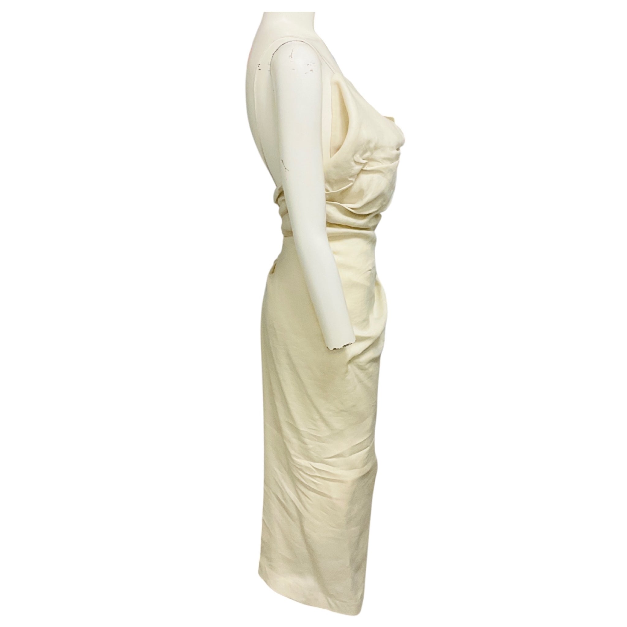 Jacquemus Ecru La Bomba Asymmetric Linen Midi Dress