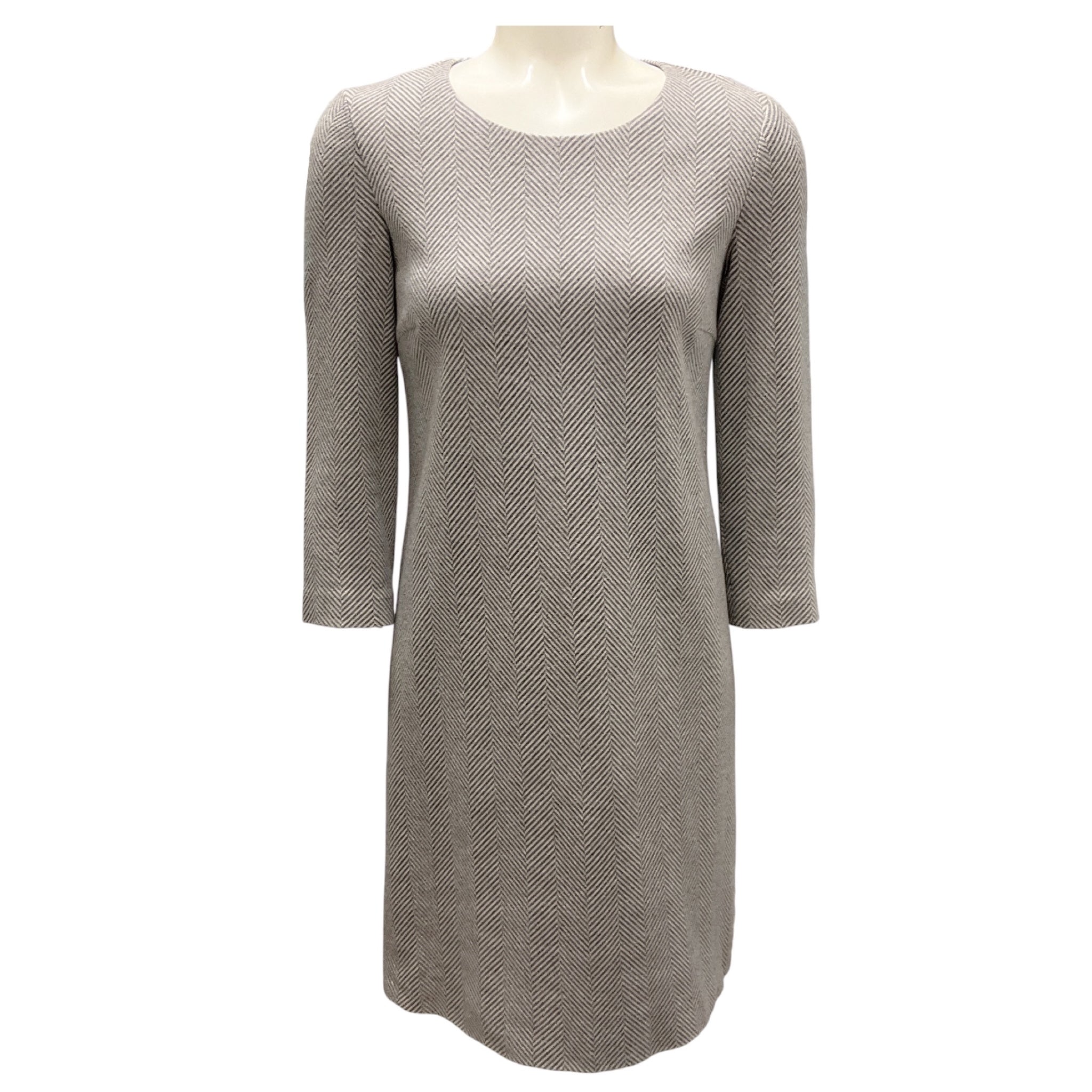Peserico Grey / Ivory Herringbone Tweed Dress