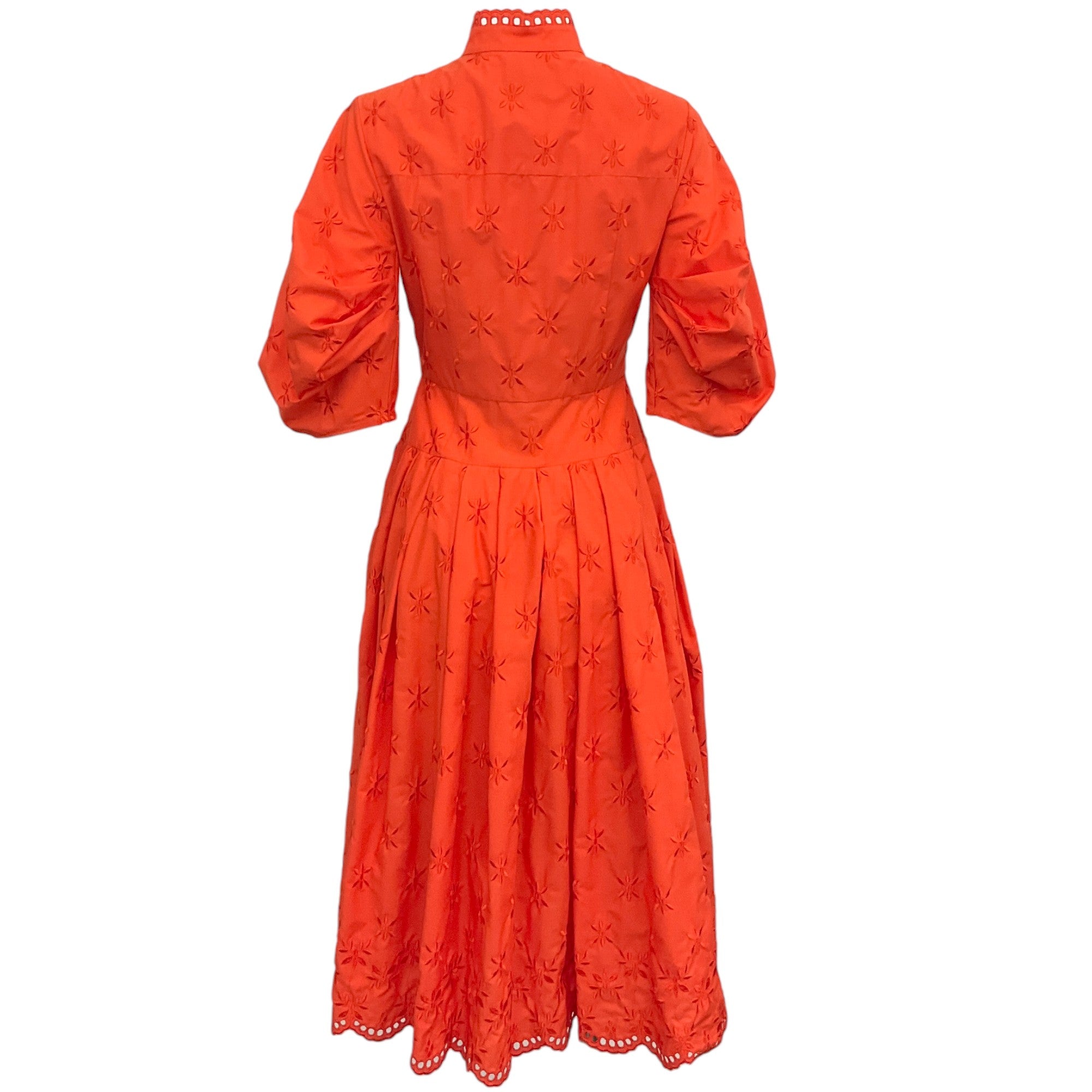 Erdem Orange Embroidered Zelda Midi Dress